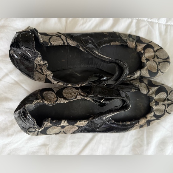 Coach Black and Beige Patterned Flats - Picture 2 of 4